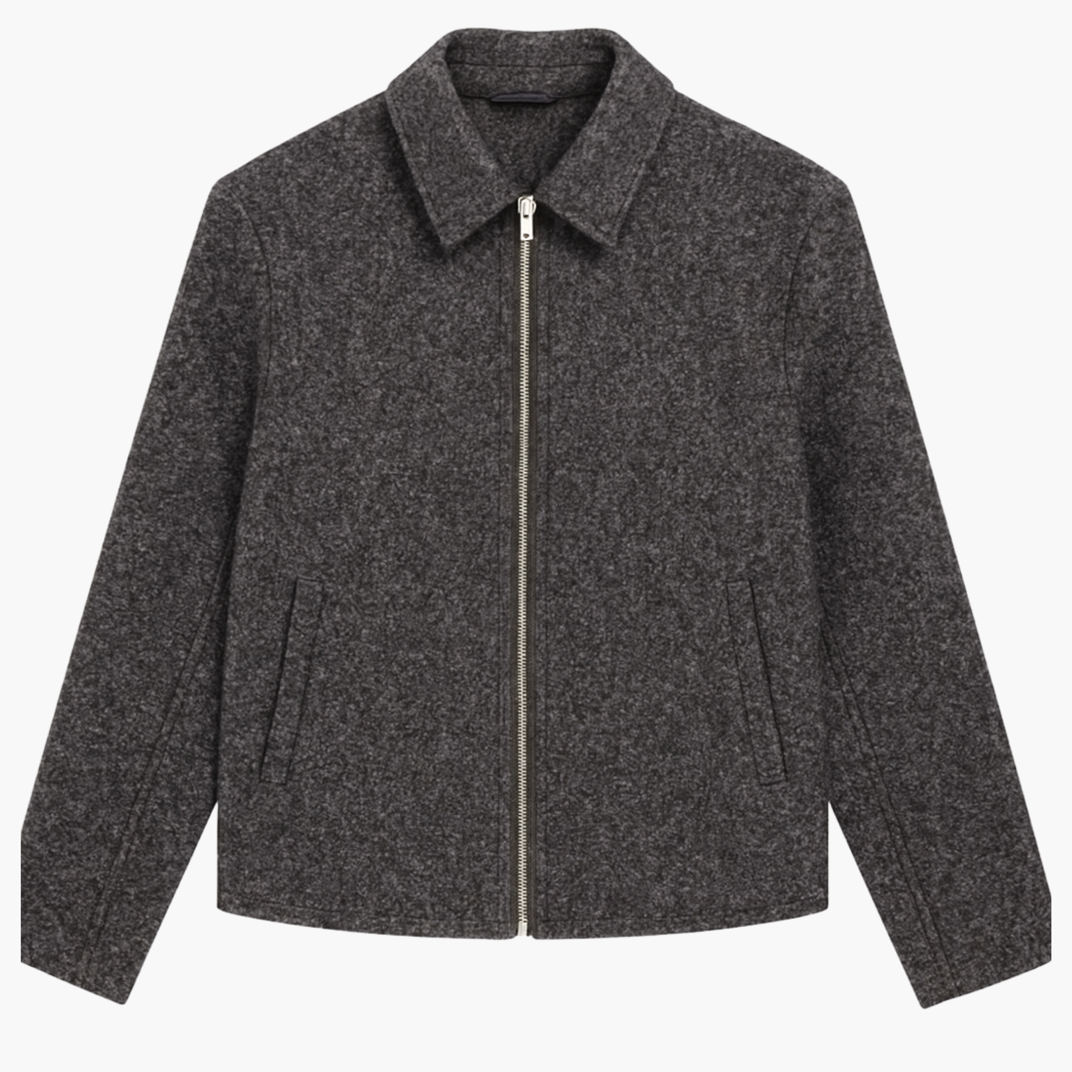Wool Zip-Up - Gris Carbón