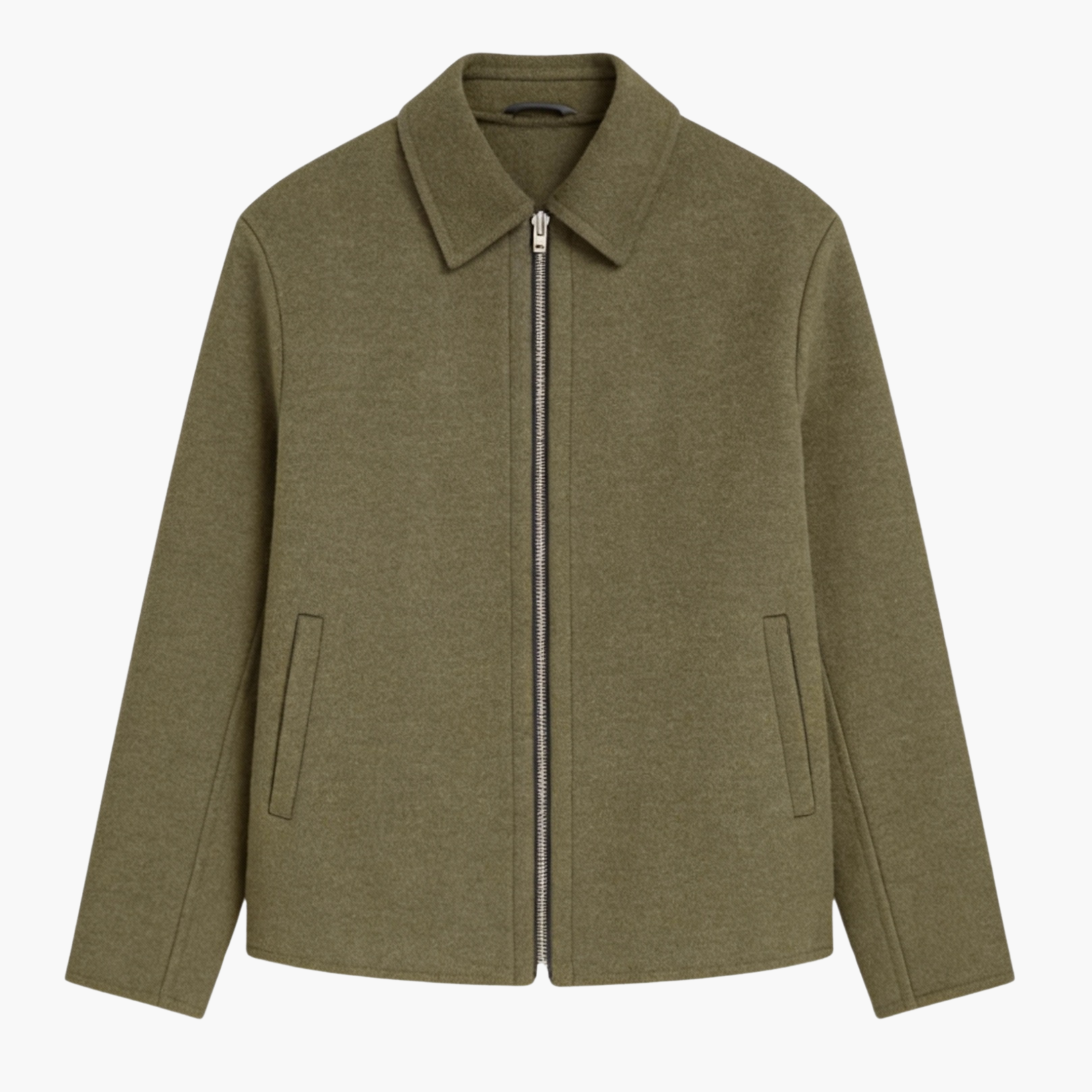 Wool Zip-Up - Ash Olive