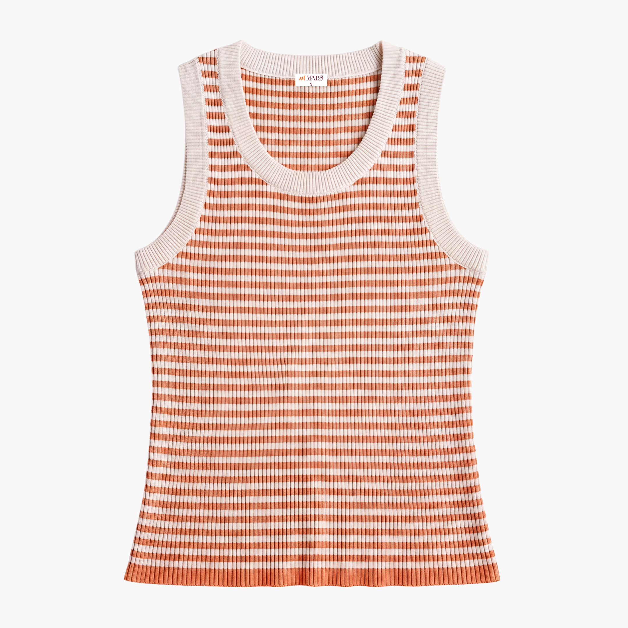 Striped Knit Tank Top - Mars Echo - Orange