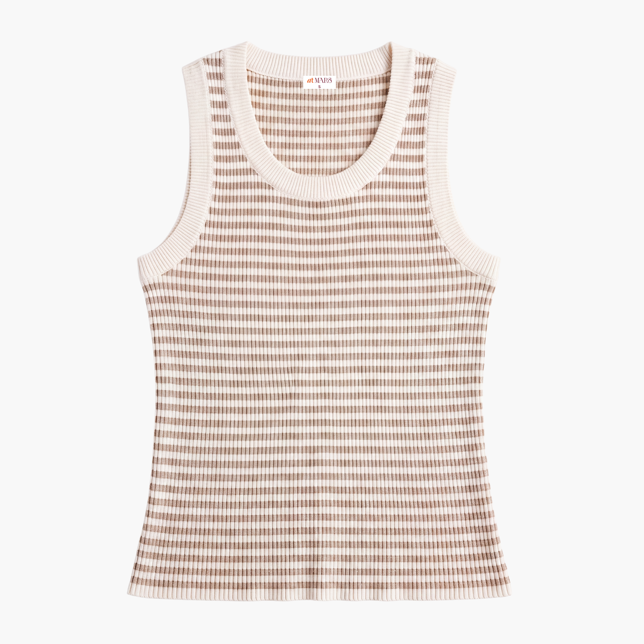 Striped Knit Tank Top - Mars Echo - Beige