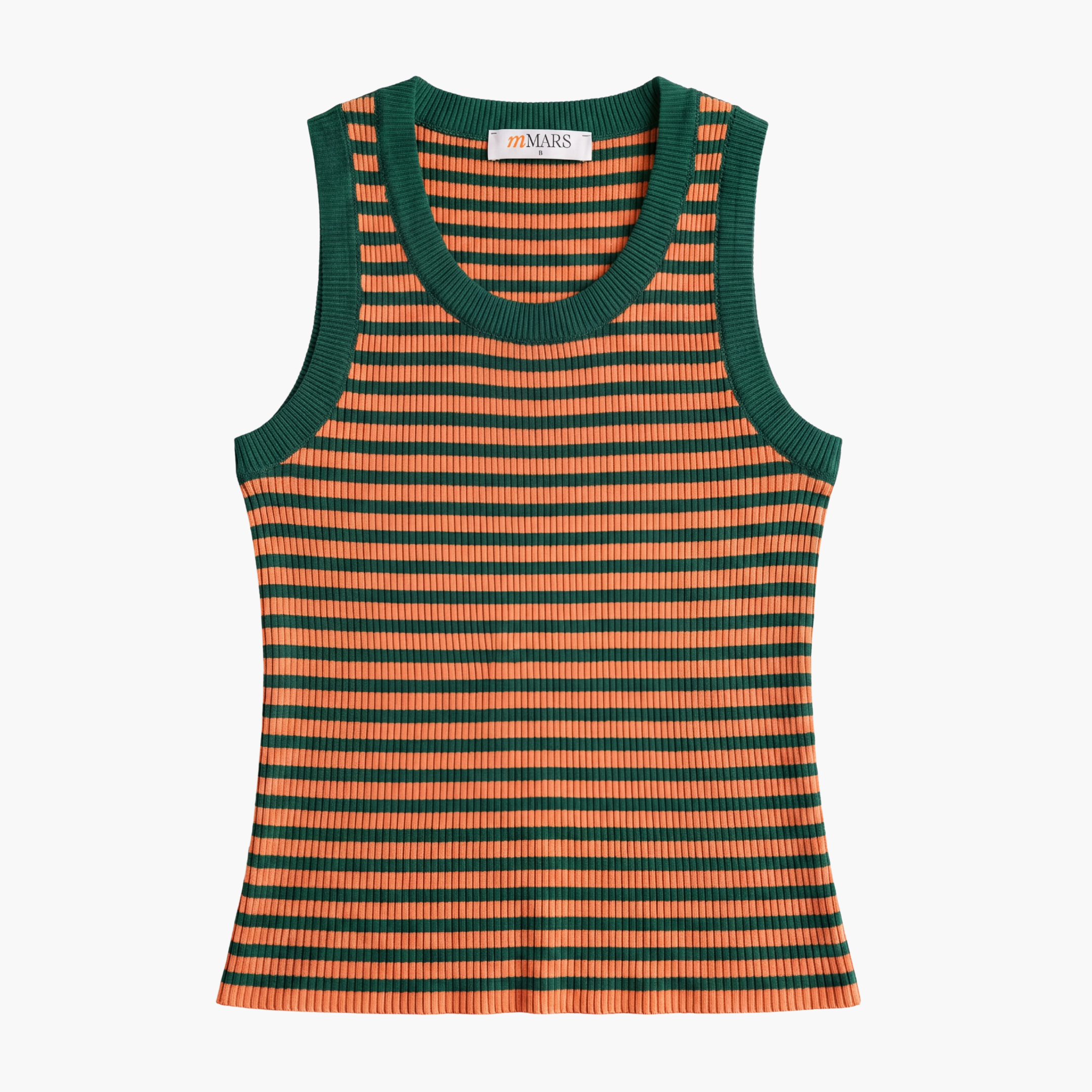Striped Knit Tank Top - Mars Echo - Greeny Orange