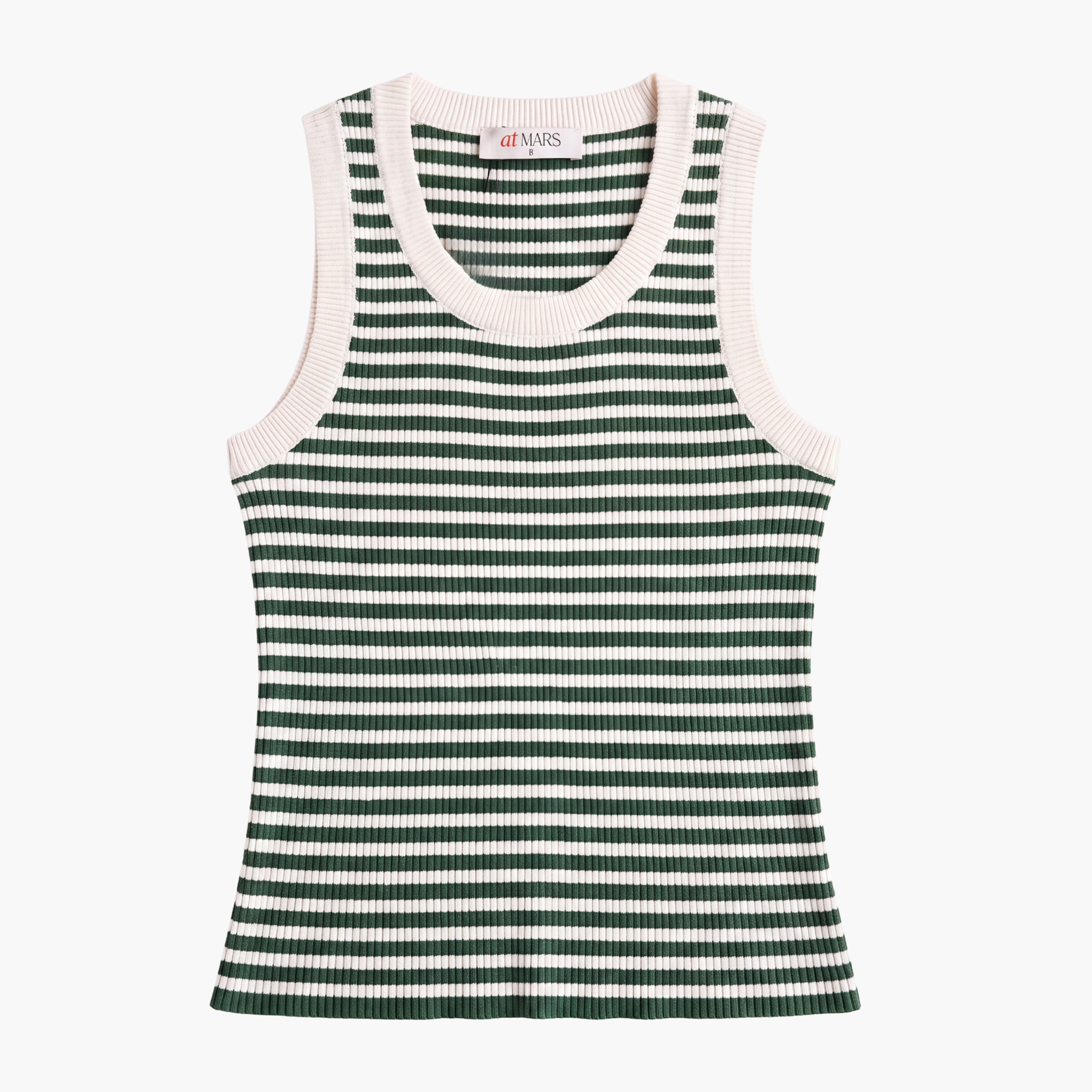 Striped Knit Tank Top - Mars Echo - Greeny Off white