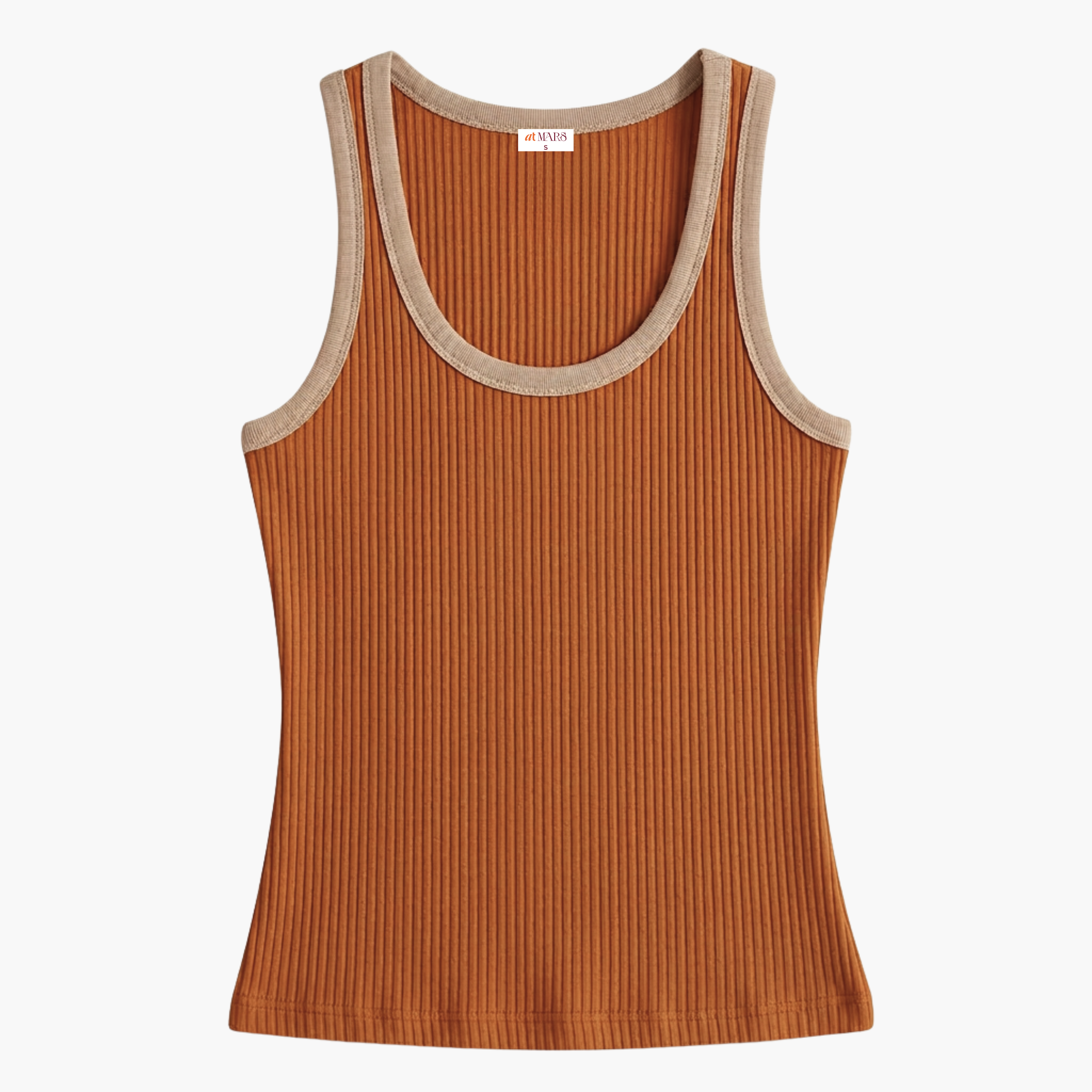Ribbed Knit Tank Top - Mars Halo - Orange