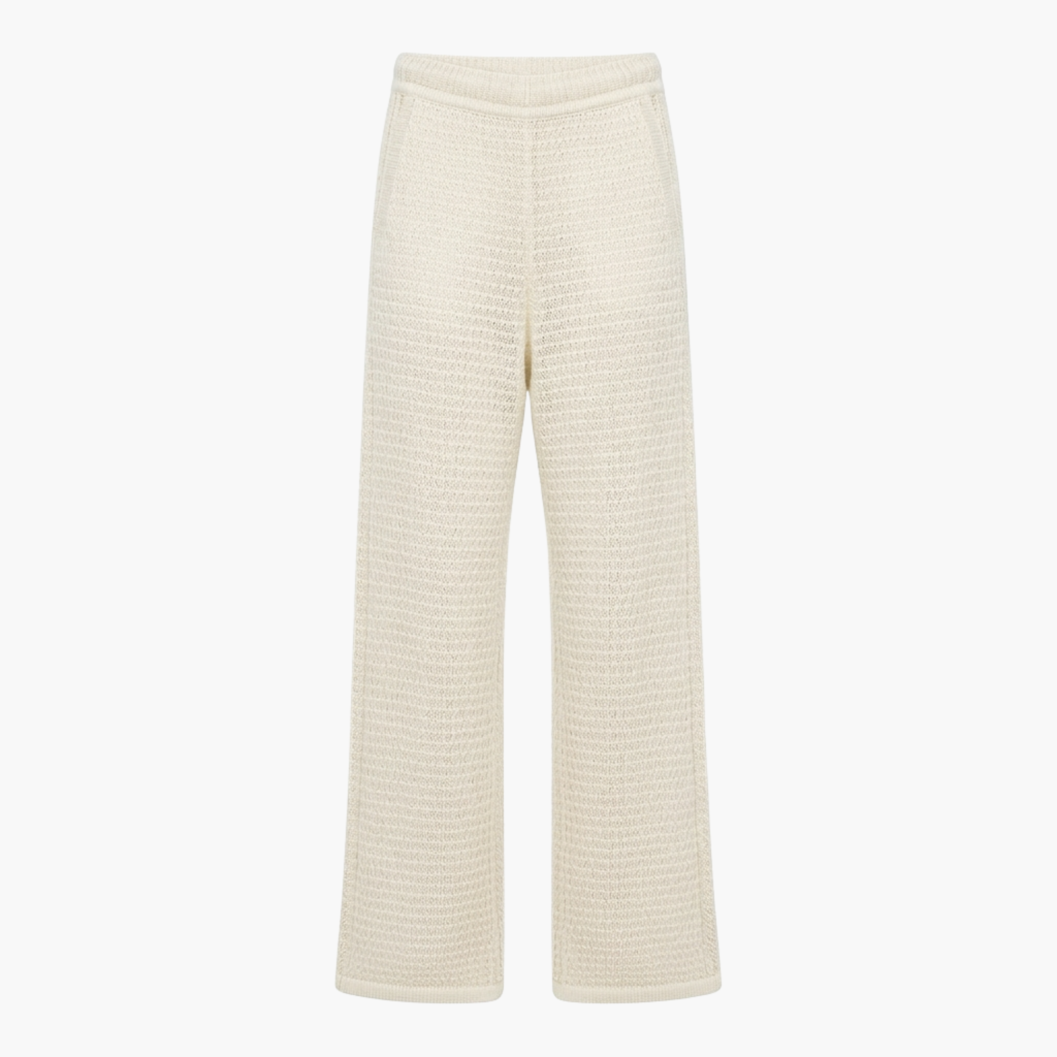 Wide Leg Knit Pants - Mars Drift - Off White