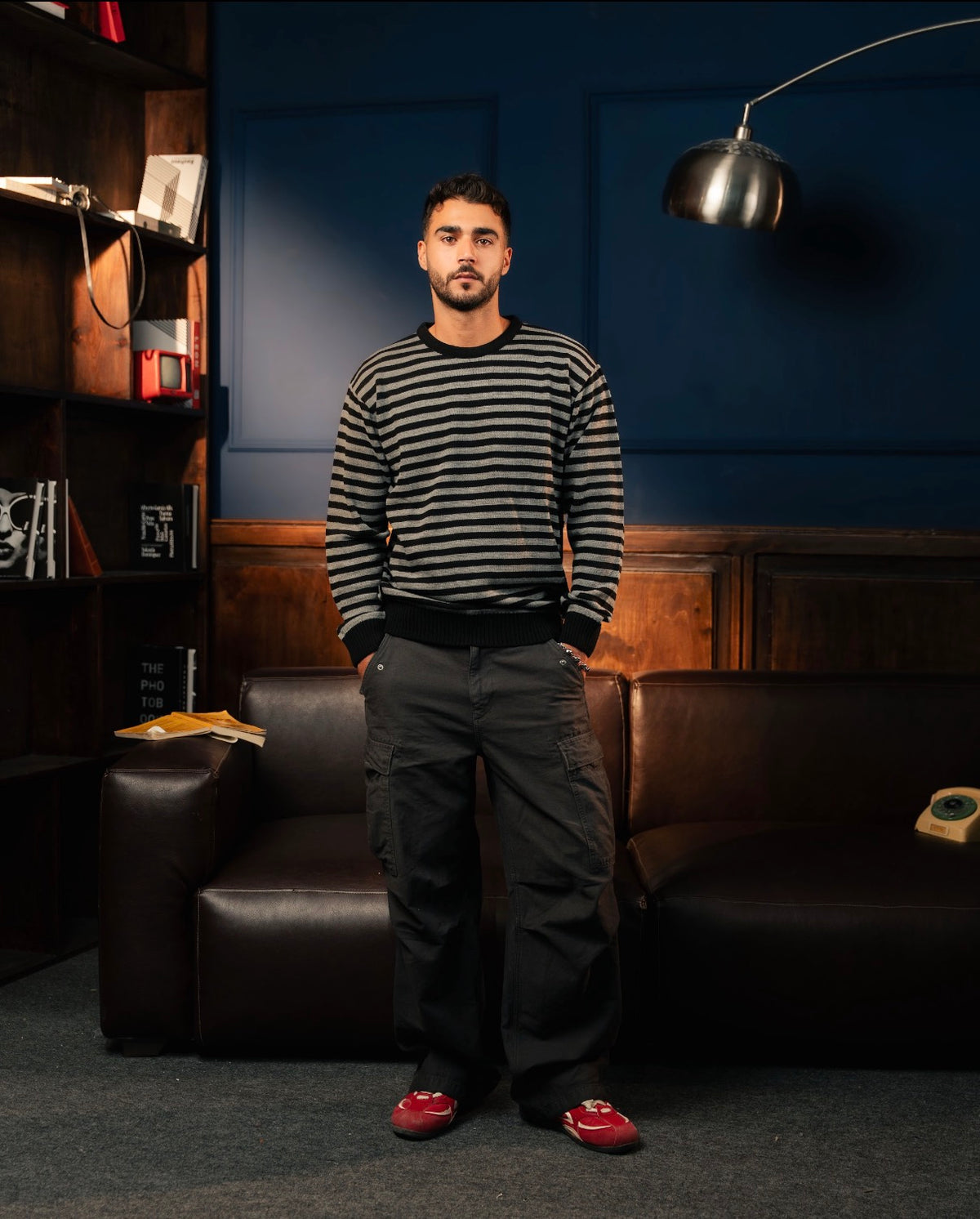 Florence Stripe Crewneck - Noir & Charbon