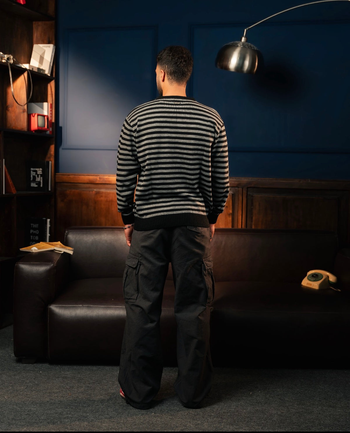 Florence Stripe Crewneck - Noir & Charbon