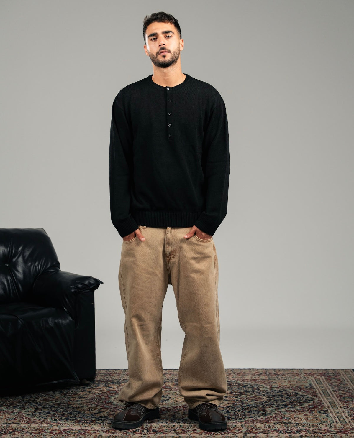 Henley Knit – Noir