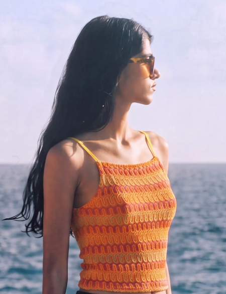 Jacquard Top - Orange