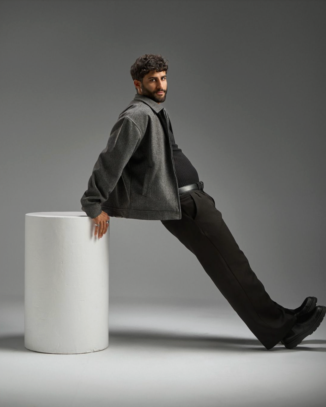 Wool Zip-Up - Gris Carbón