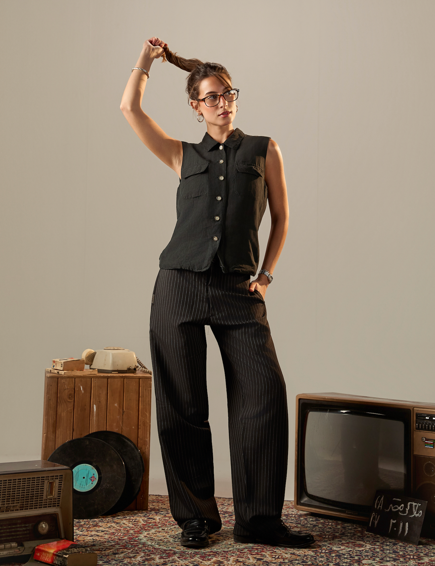 Origen Pleated Pants - Negro