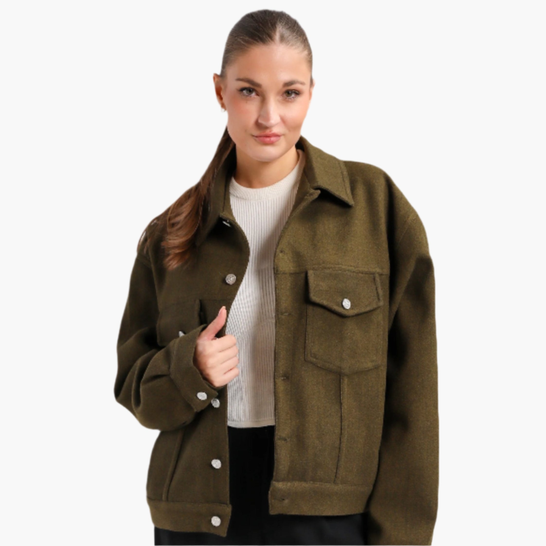 Wool Jacket In Deep Olive