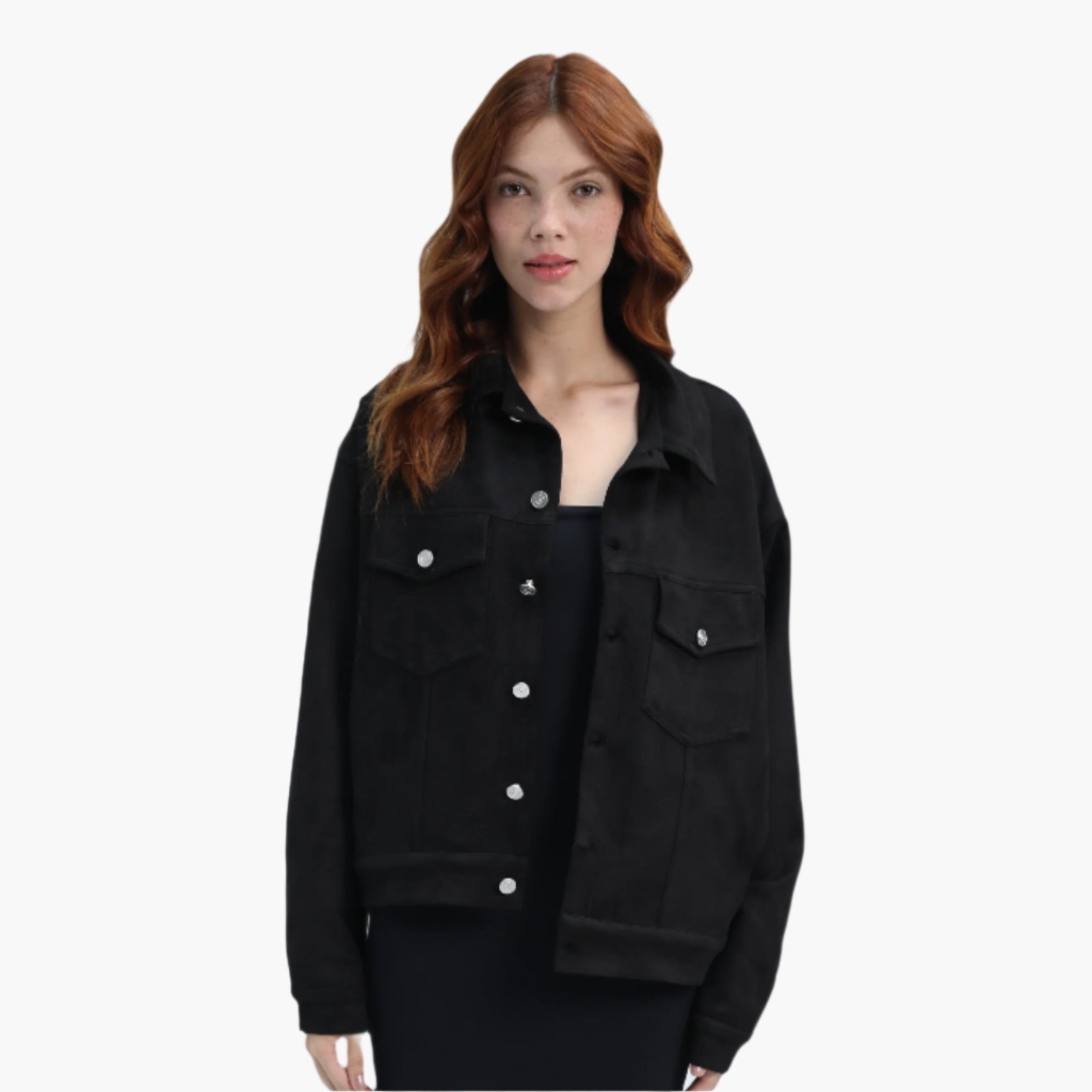 Velvet Button Jacket In Black