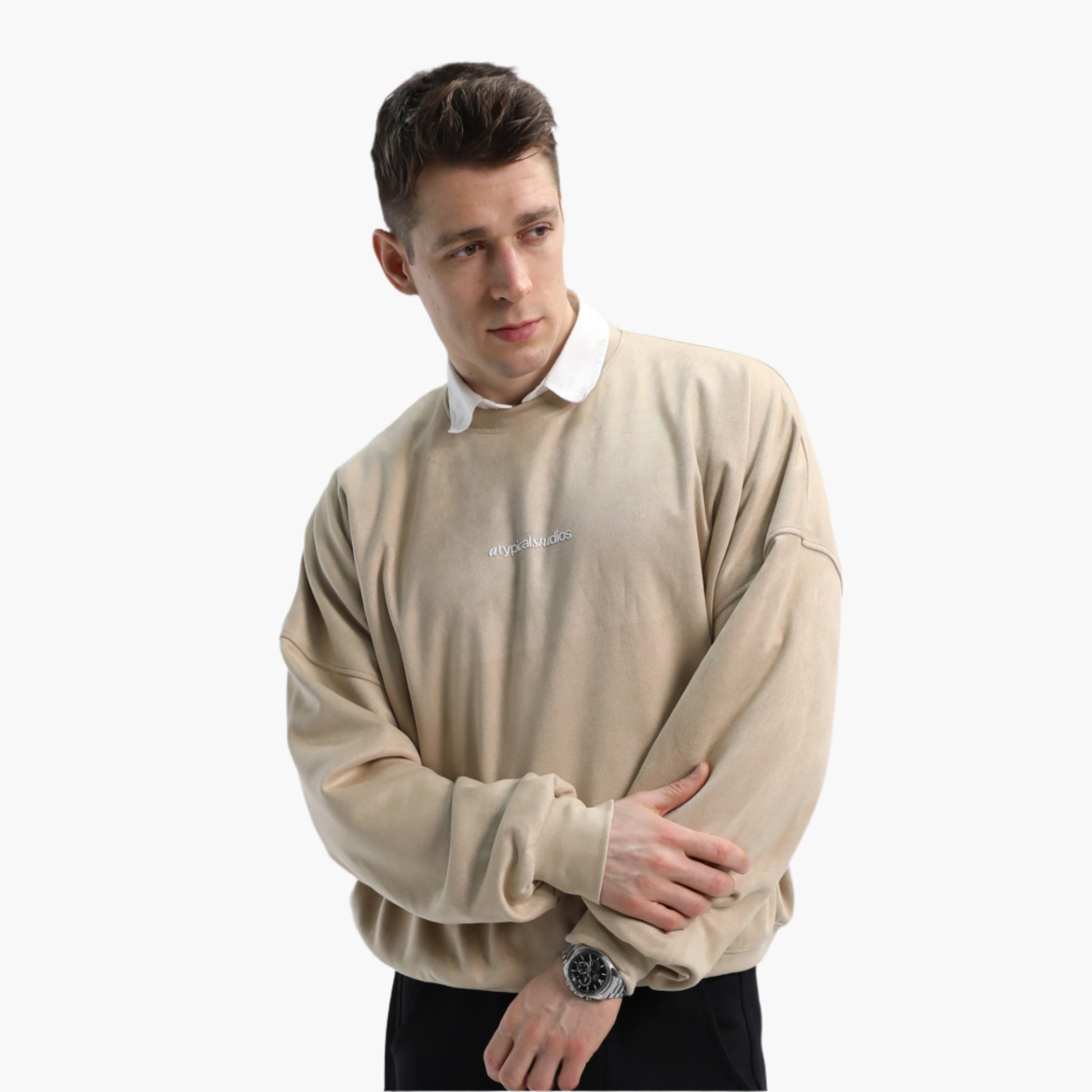 Velvet Crewneck In Beige