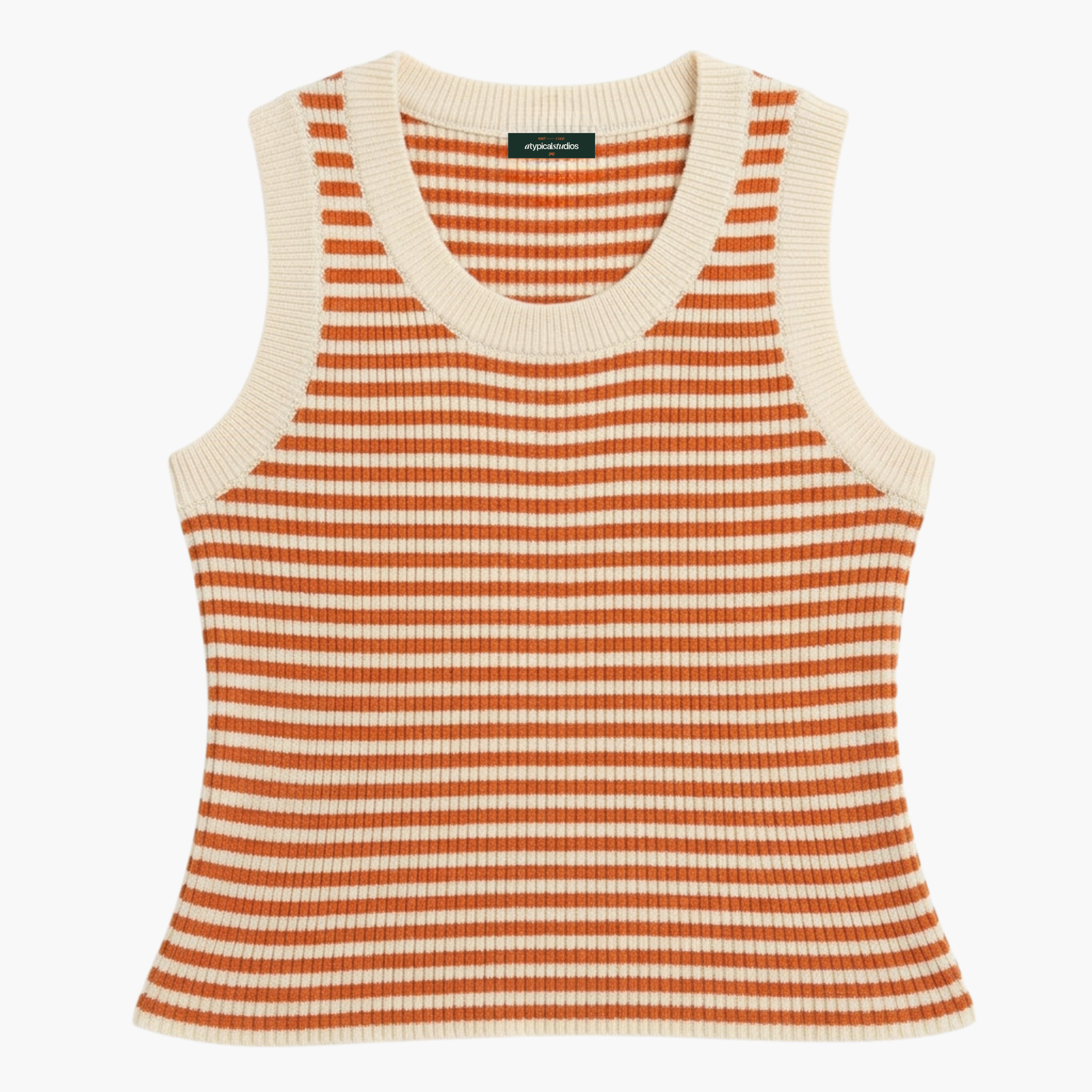Striped Knit Tank Top - Mars Echo - Orange