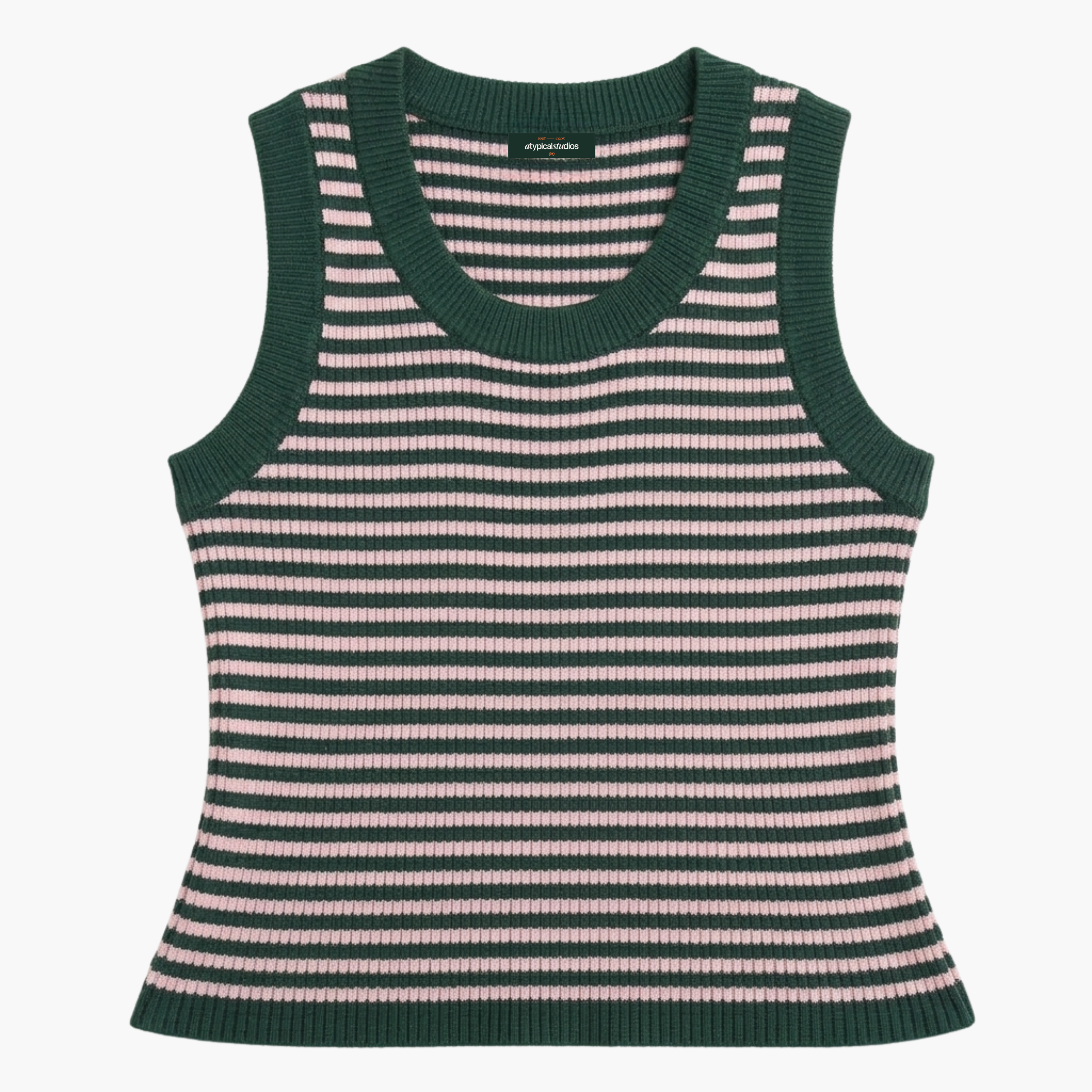 Striped Knit Tank Top - Mars Echo - Greeny pink