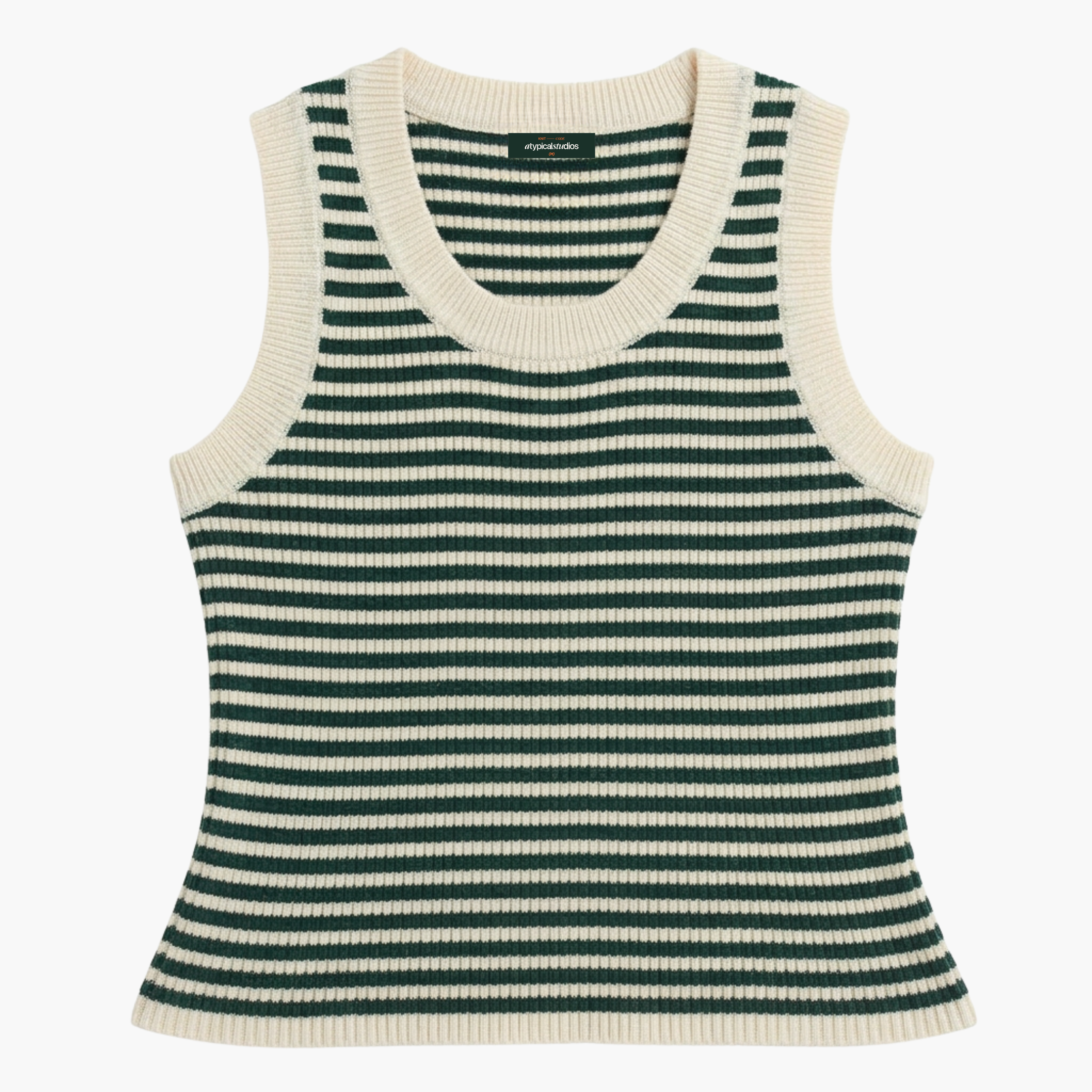 Striped Knit Tank Top - Mars Echo - Greeny Off white