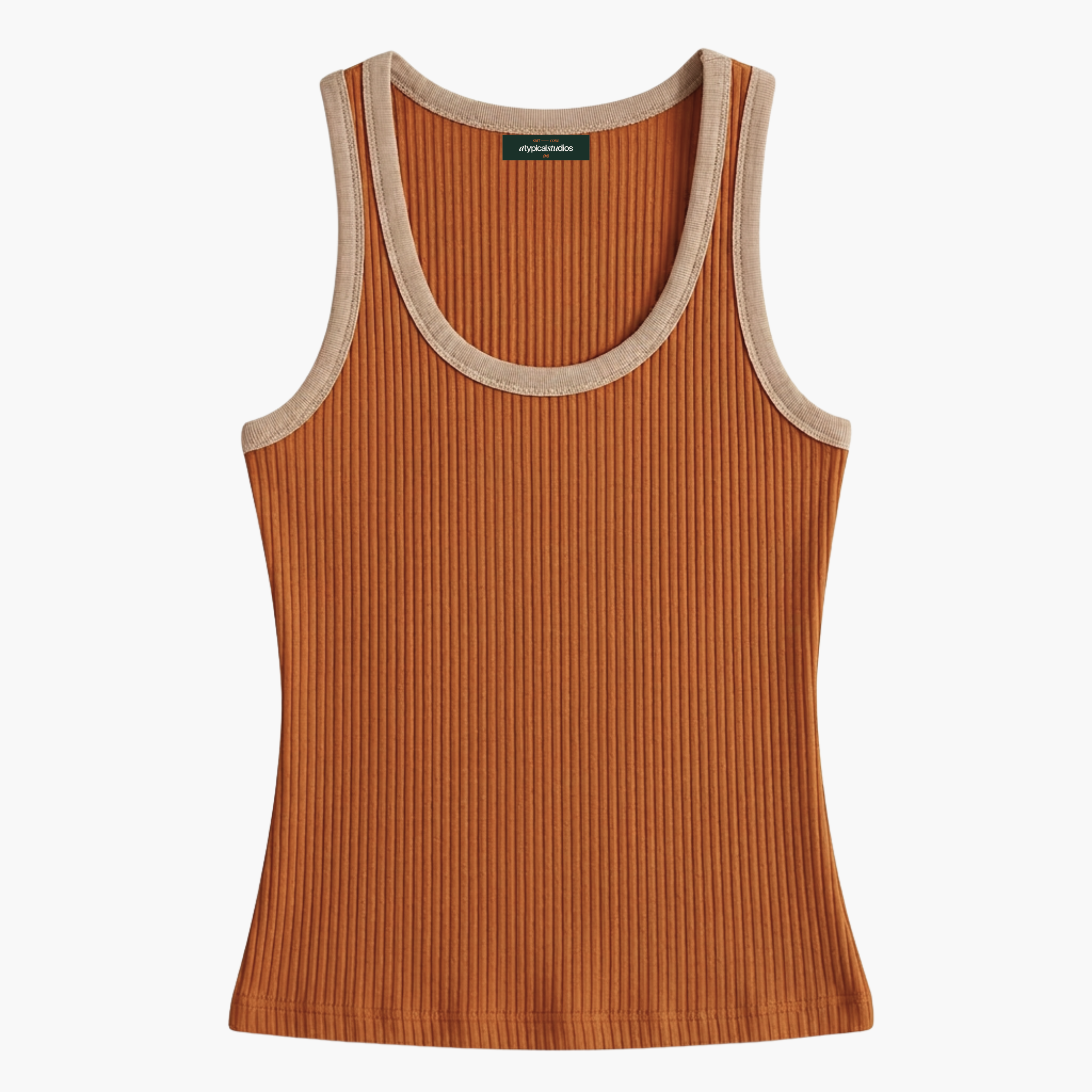 Ribbed Knit Tank Top - Mars Halo - Orange