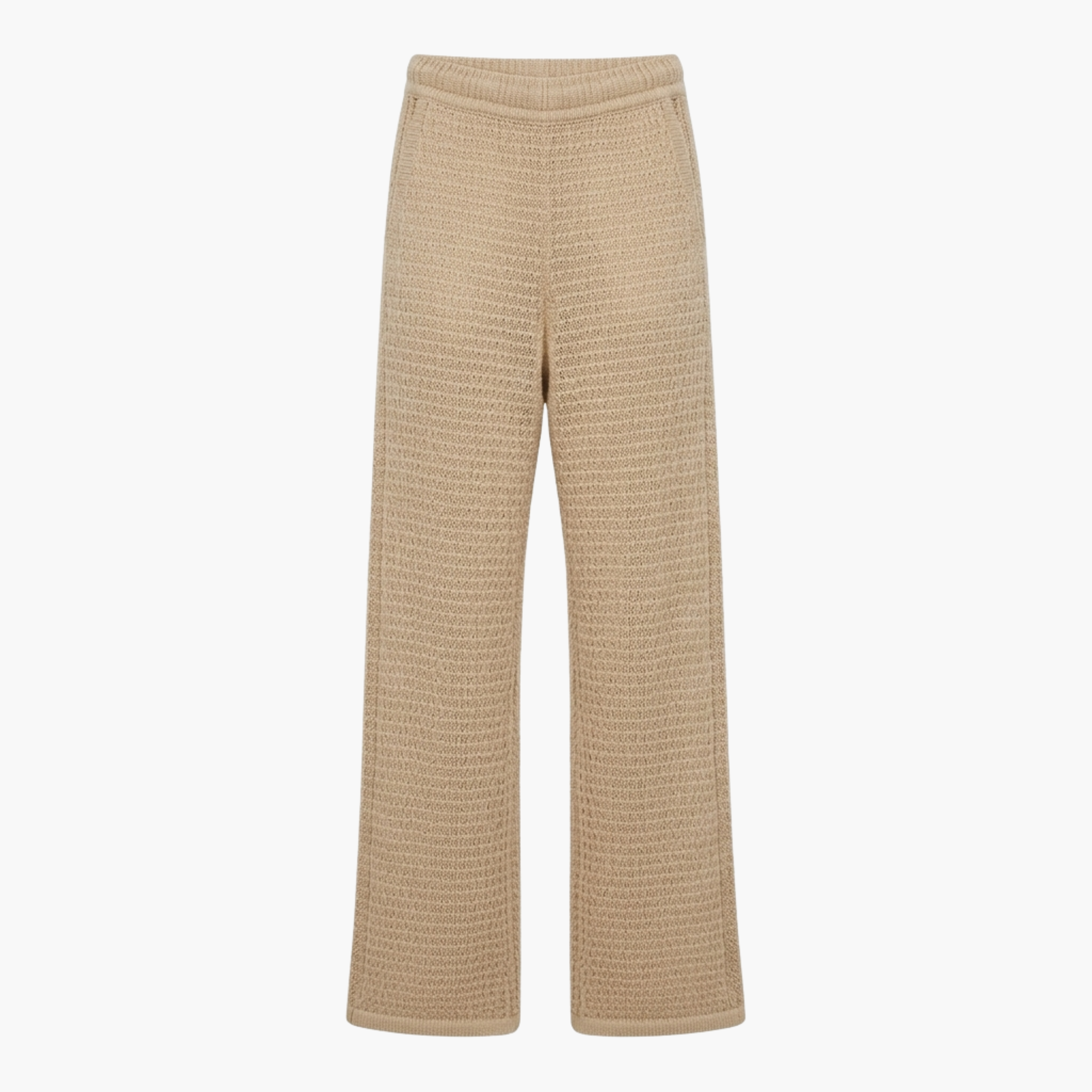 Wide Leg Knit Pants - Mars Drift - Beige