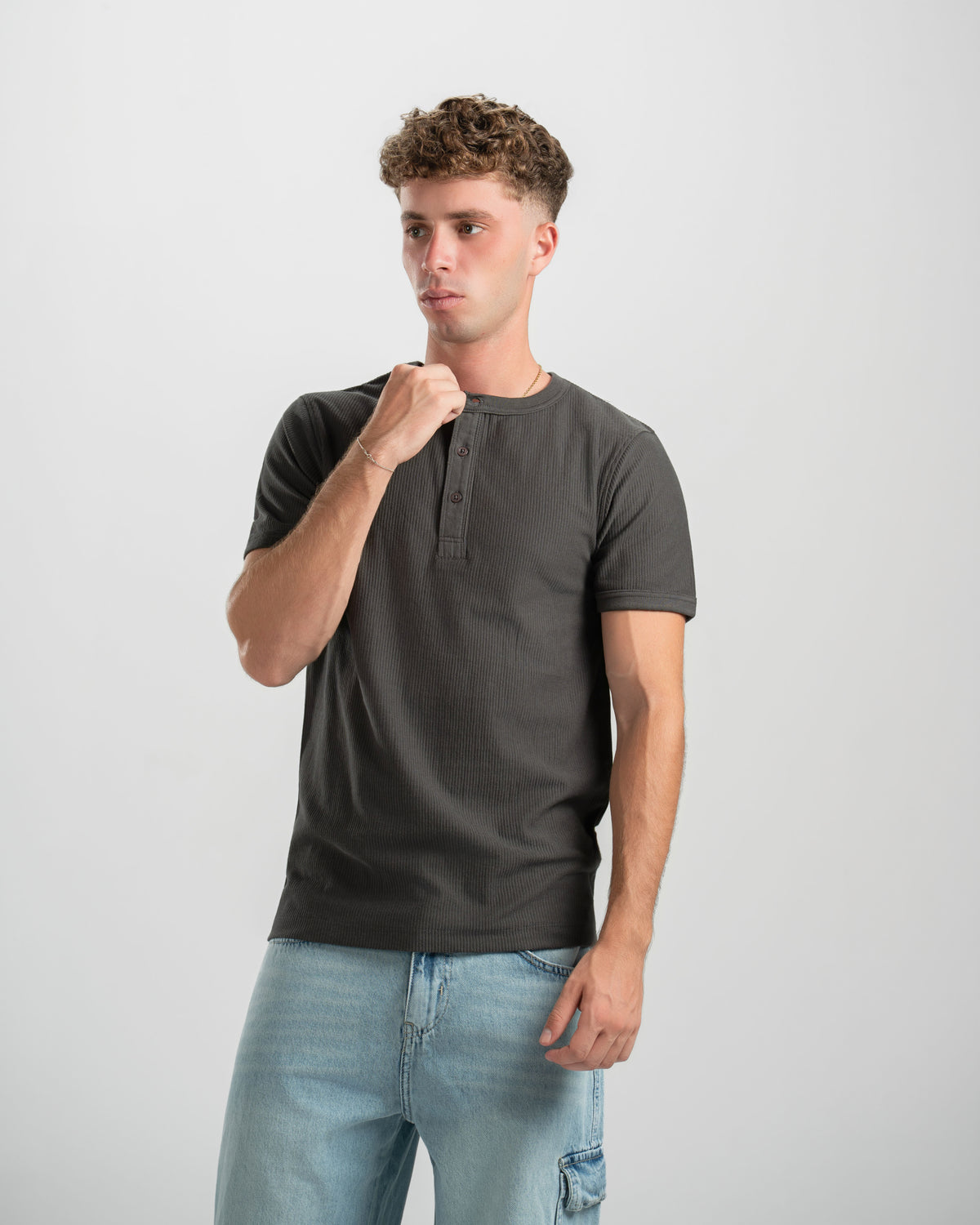 The Henley Tee - Deep Charcoal