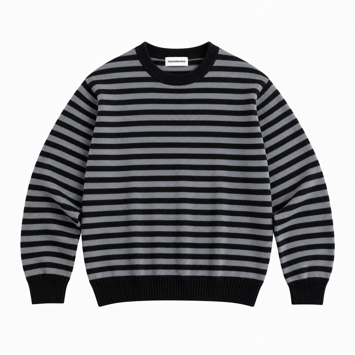 Florence Stripe Crewneck - Noir & Charbon