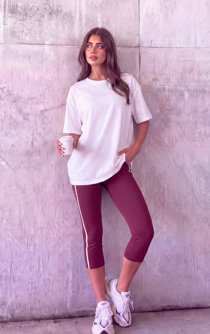 Capri Leggings - Burgundy