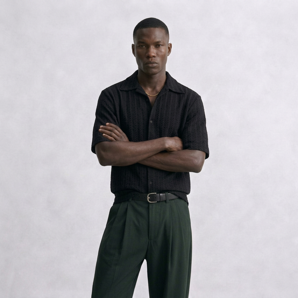 Wave Texture Shirt - Noir